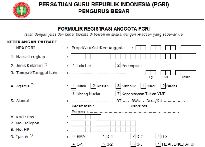 Pendaftaran PGRI Waykanan - Persatuan Guru Republik Indonesia Cabang Waykanan